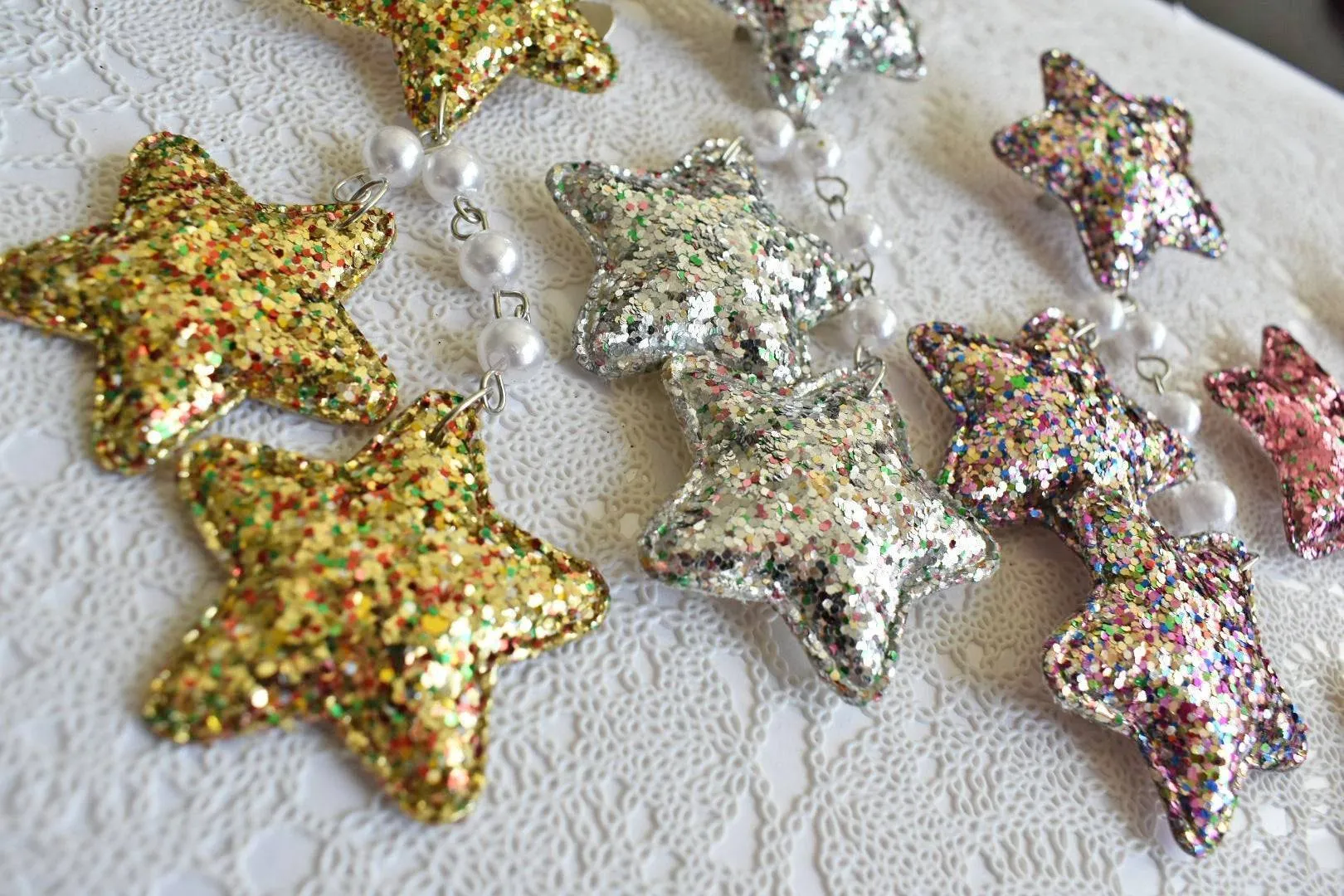 2-Way LG Glitter Star Clips (5 Colors)