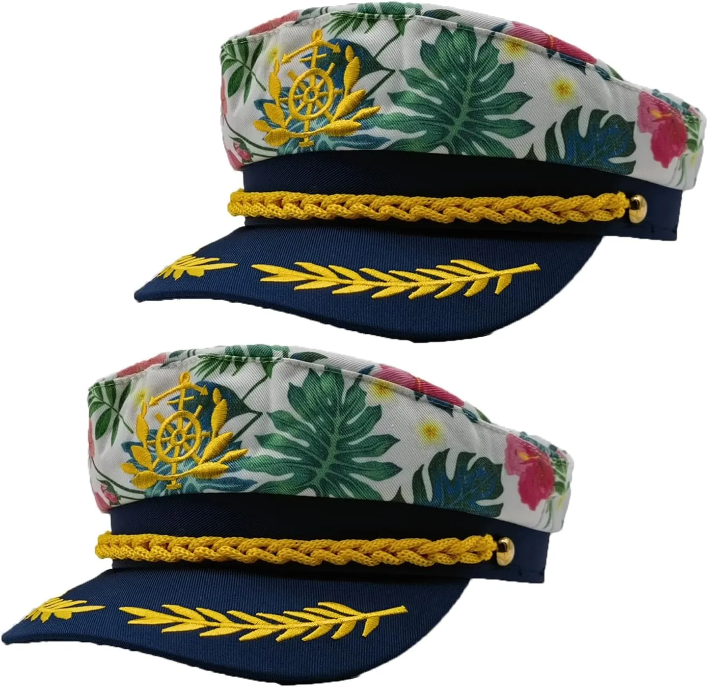 2pcs Captain hat, Sailor caps, Adjustable Captain Yacht Hat for women men Navy Marine Admiral costumes accessory