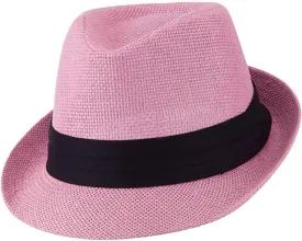 Ashen Fane Kid's Paper Straw with Black Band Fedora Hat