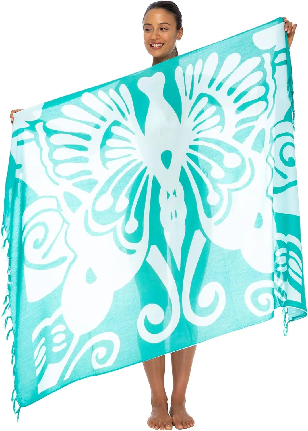 Back From Bali Womens Sarong Wrap, Beach Swimsuit Cover Up - Butterfly with Coconut Clip