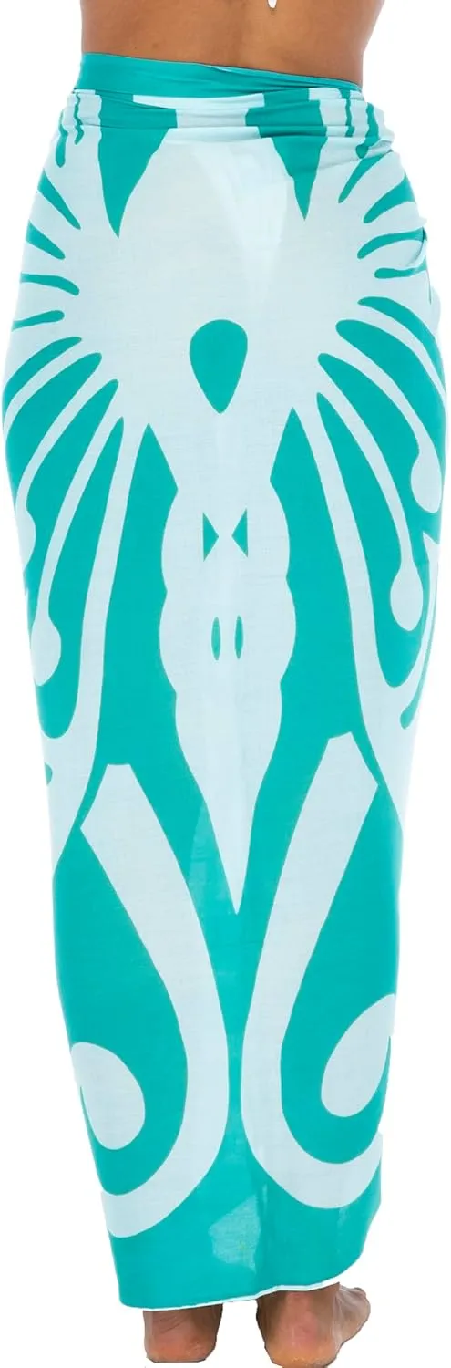 Back From Bali Womens Sarong Wrap, Beach Swimsuit Cover Up - Butterfly with Coconut Clip