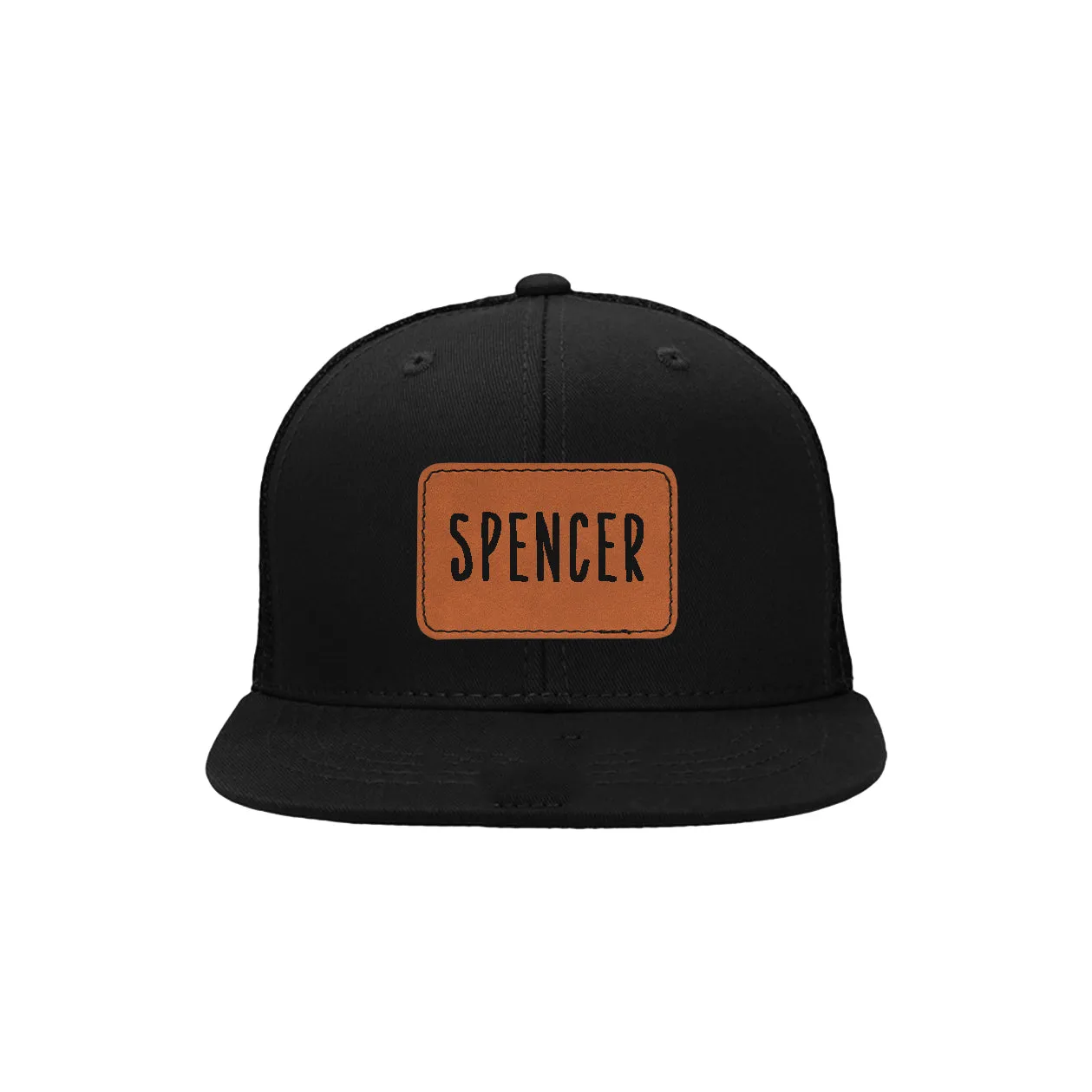 Black Youth Kids Trucker Snapback Hats High Profile 6 Panel Flat Bill Caps
