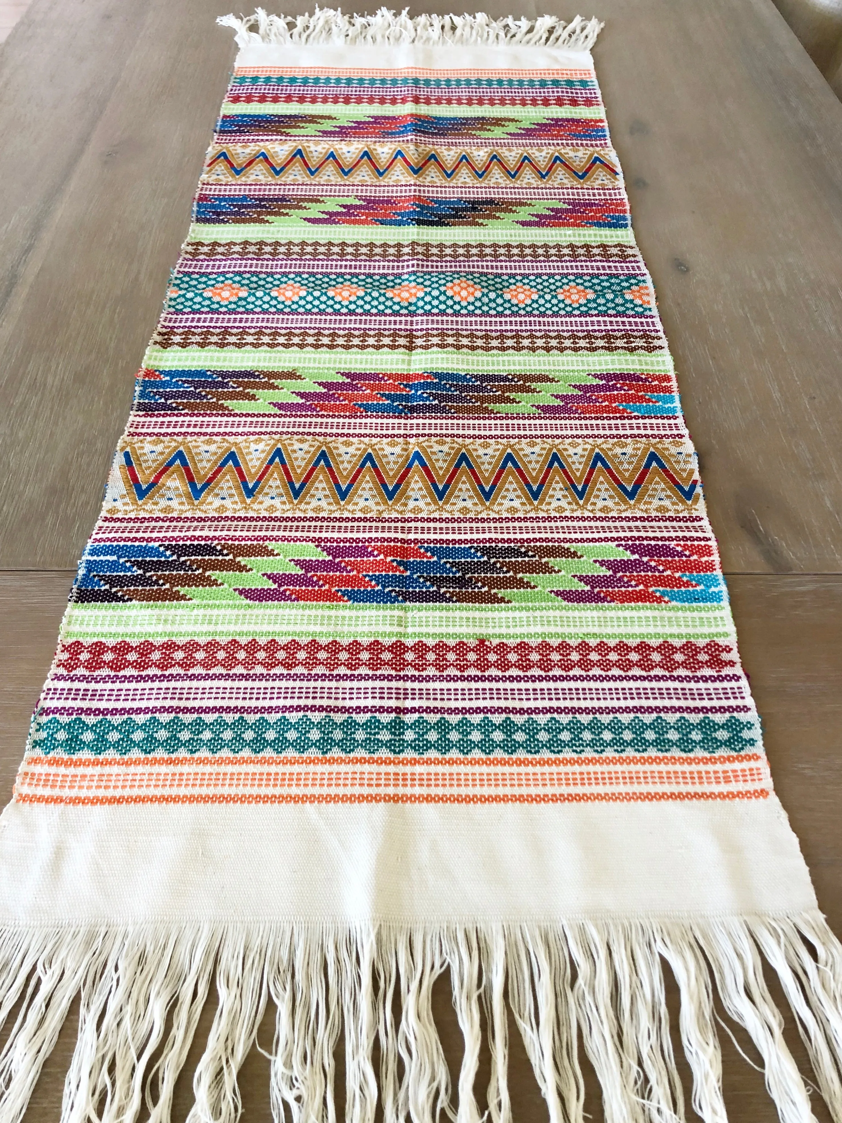 Bohemian table runner with fringes