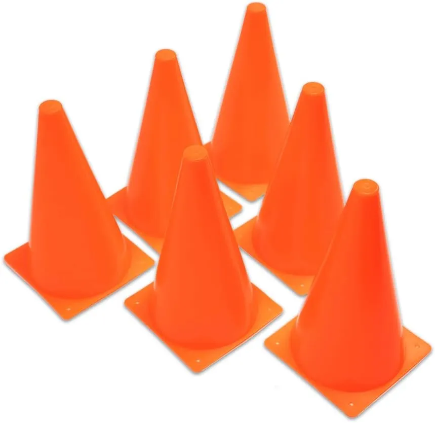 Cannon Sports Training Cones - Agility Field Marker Set for Soccer, Basketball, Football, Hockey & More (6, 9, 12, 18-inch) - Multi-Sport Field Marker Set for Drills & Games (6-Pack)