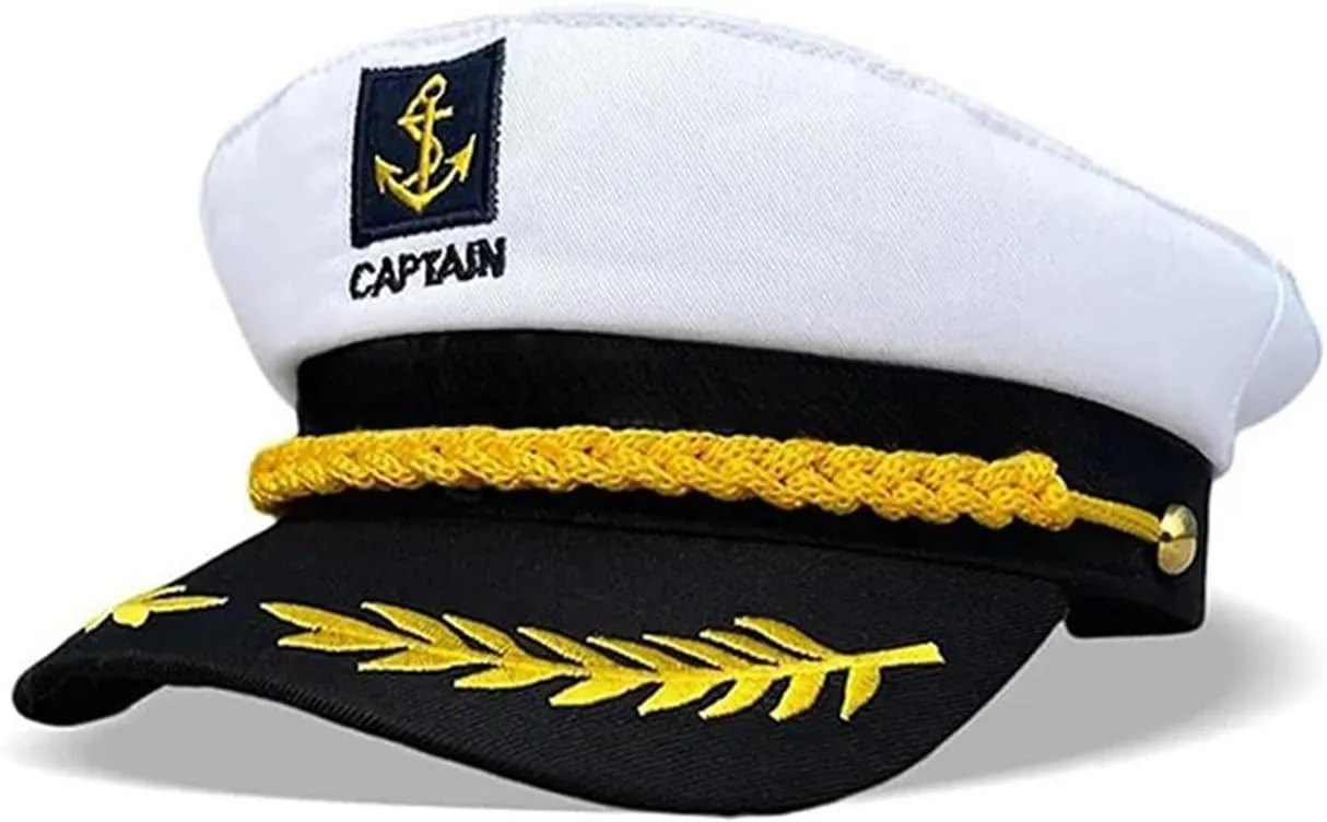 Captain's Hat - Nautical Yacht Skipper Cap for Men, Women, Kids - Halloween Costume Sailor Accessories
