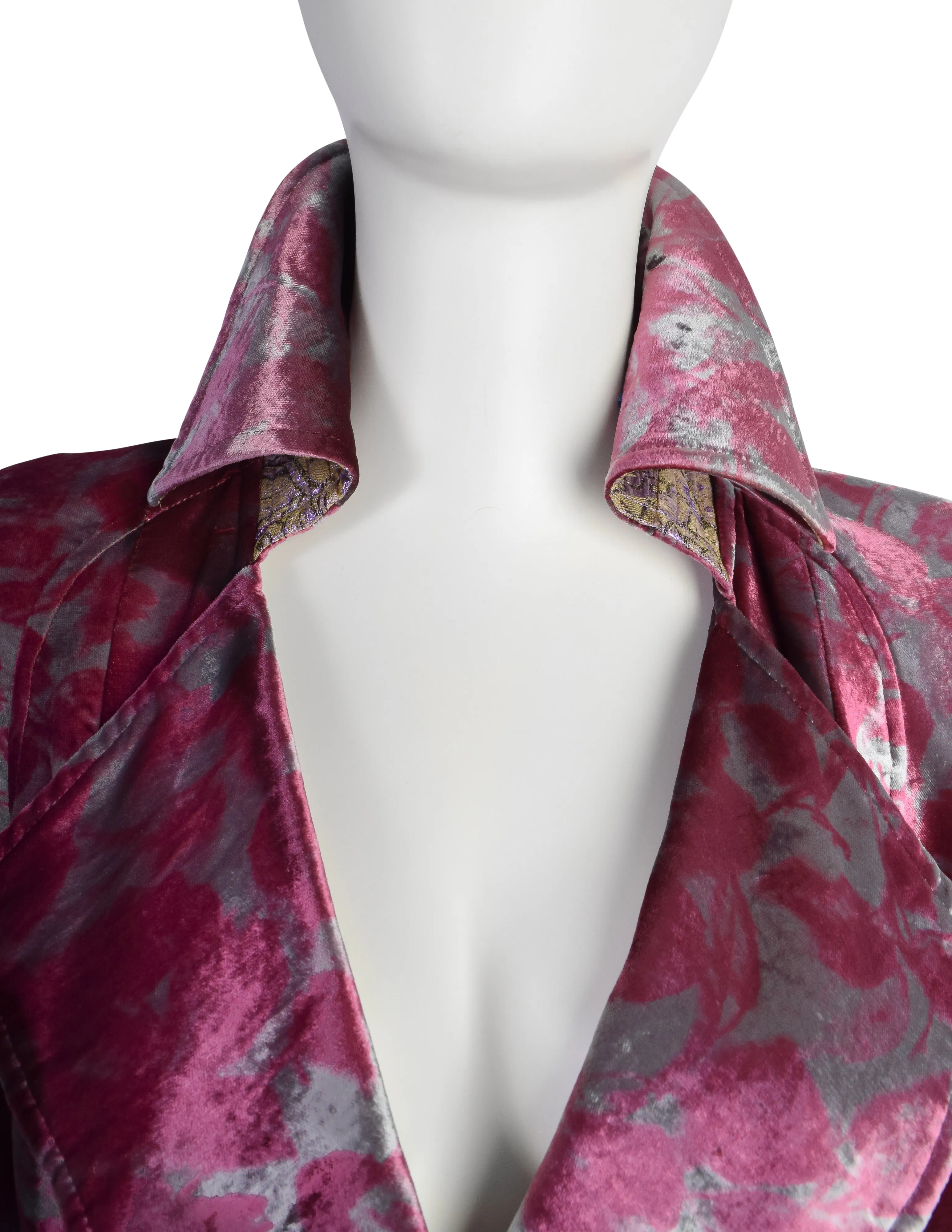 Christian Lacroix Vintage SS 1997 Pastel Floral Velvet Double Breasted Blazer Jacket