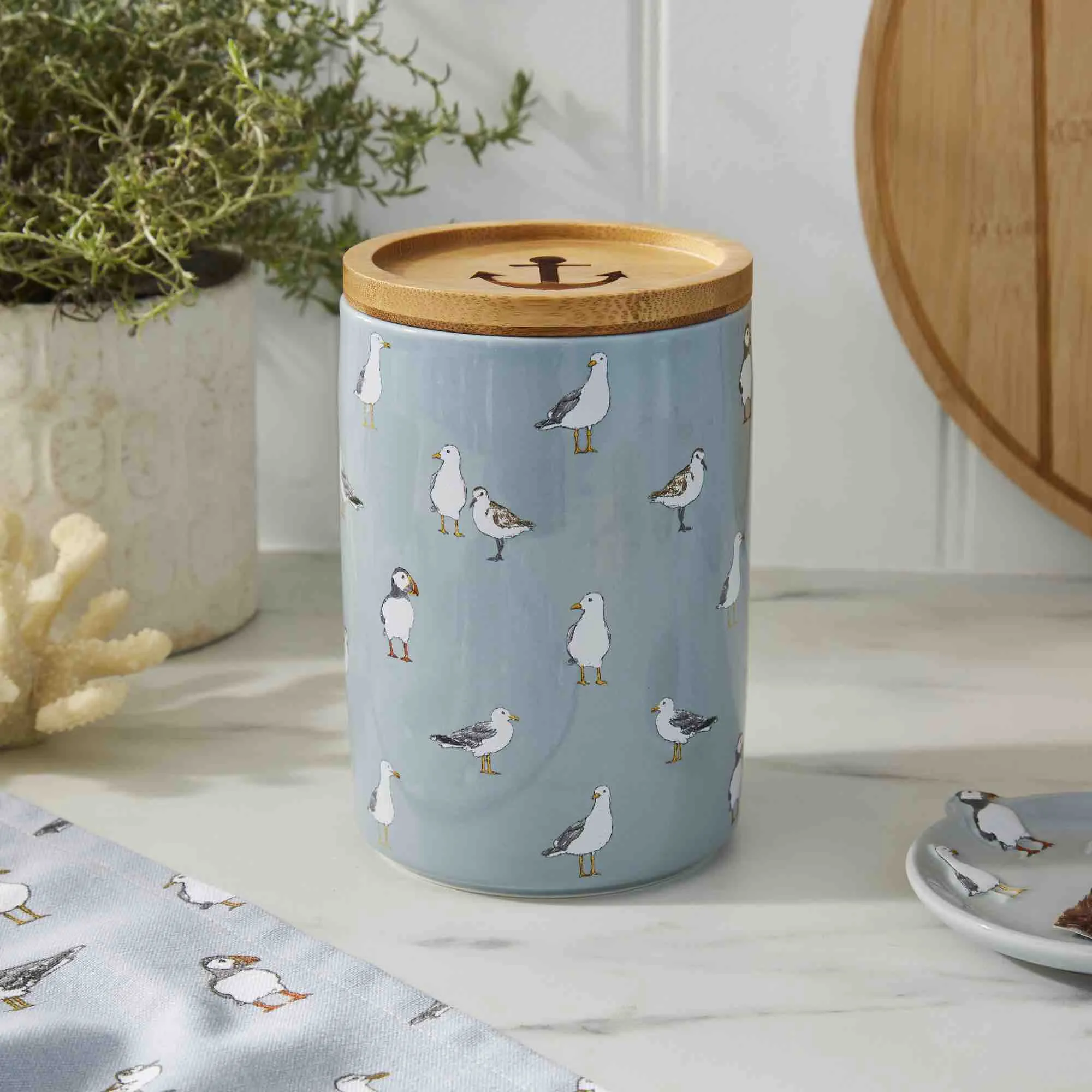 Coastal Birds Large Ceramic Canister