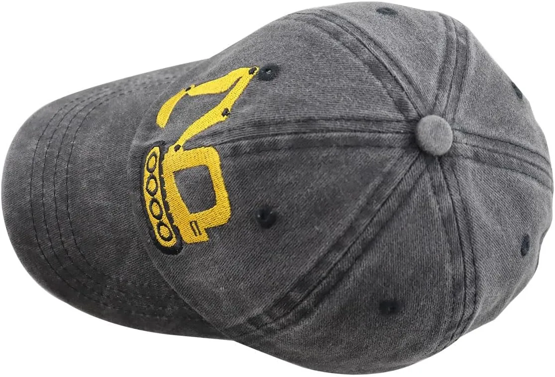 Construction Site Vehicles Hats for Boys Girls Age 3-10Adjustable Vintage Embroidered Kids Baseball Cap