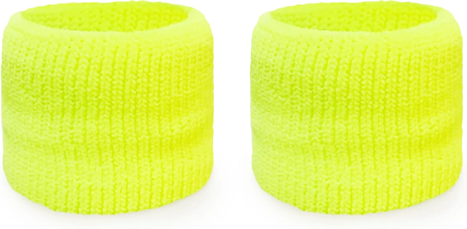 Couver Neon Unisex Dual Layer Athletic Sweat Sport Wristband (Pair)