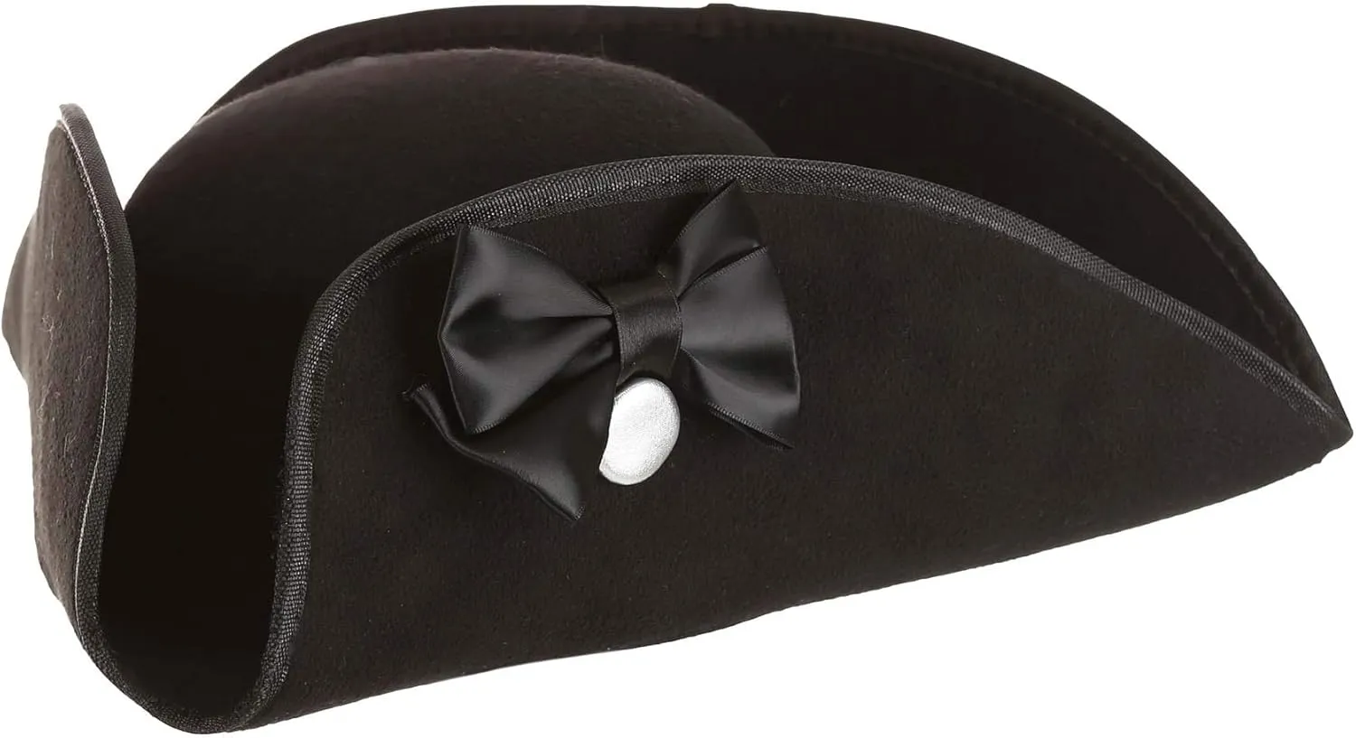 elope Adult George Washing Costume Hat - Polyester Tricorn with Fastener, Satin Bow, Adjustable Size, One Size Fits Most Standard Black