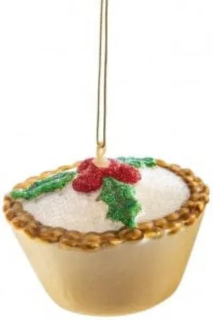 Festive Mince Pie Glass Christmas Tree Decoration
