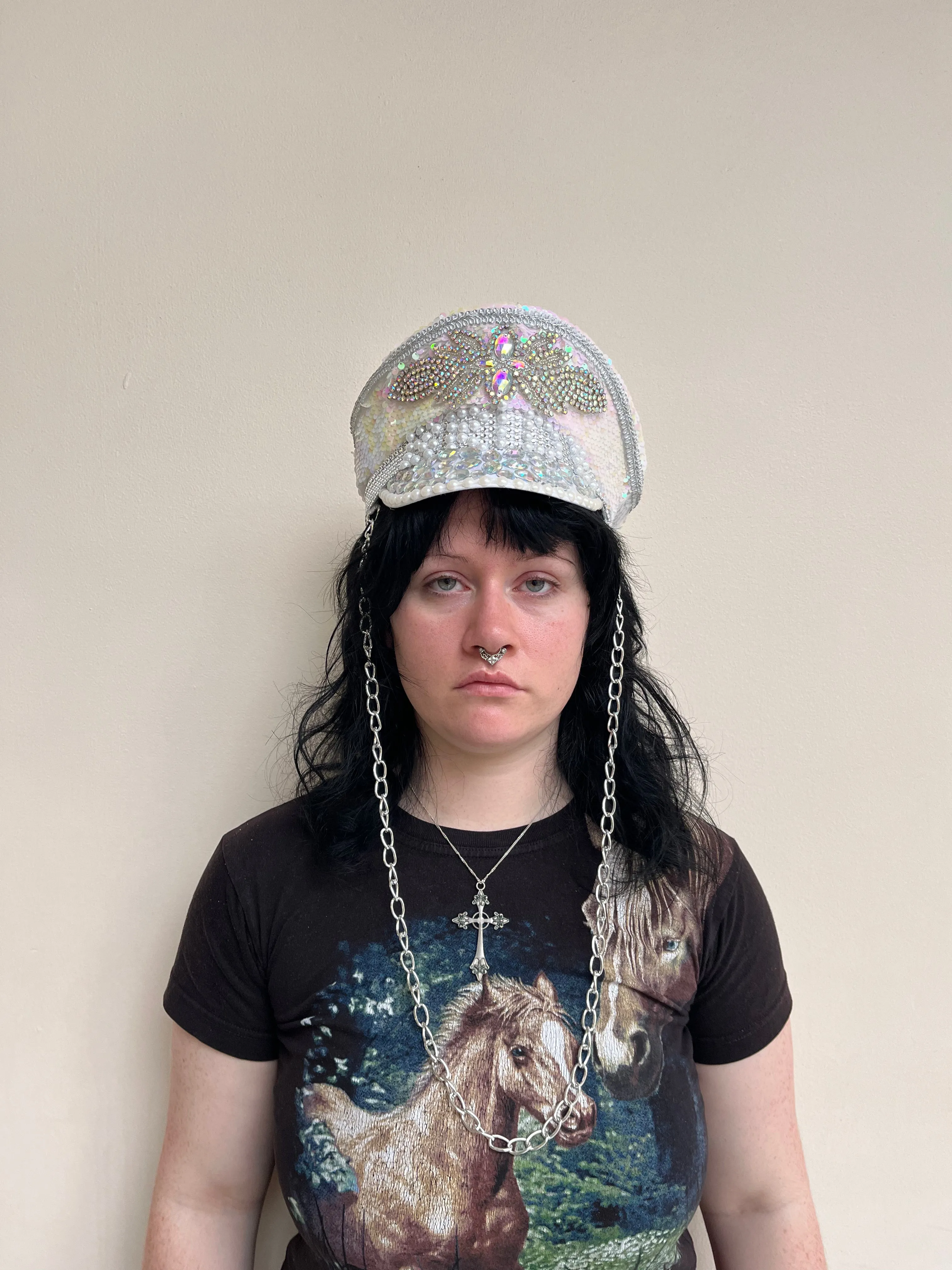 Fever Deluxe Sequin & Pearl Bride Captains Hat