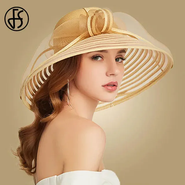 FS 2020 Women Straw Hat With Big Bow White Black Wide Brim Floppy Foldable Beach Hats Female Ladies Spring Visor Sun Caps