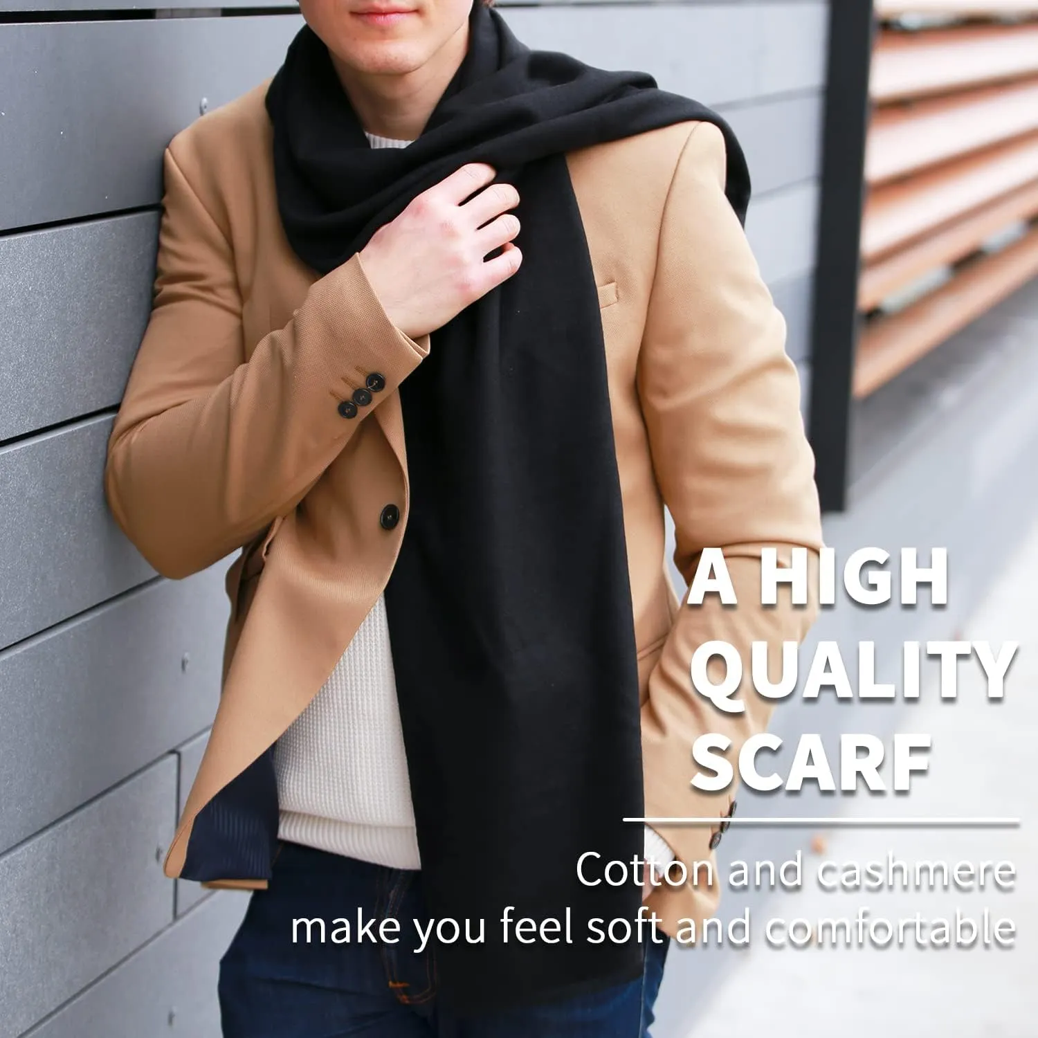 FULLRON Men Winter Scarf Soft Warm Long Cashmere Feel Scarves