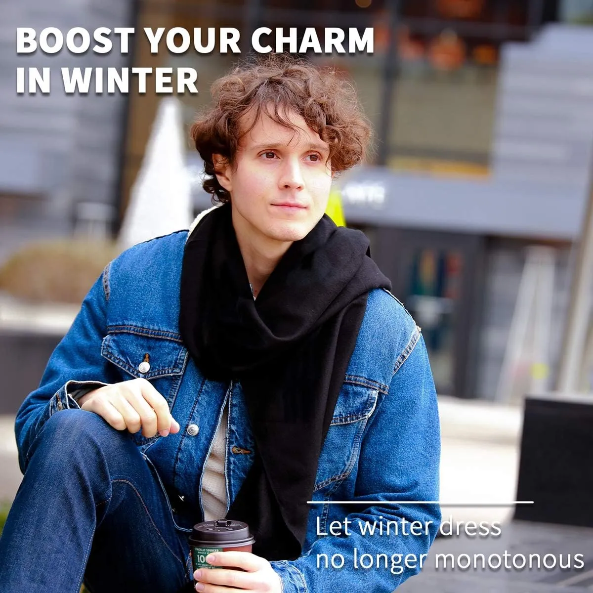 FULLRON Men Winter Scarf Soft Warm Long Cashmere Feel Scarves