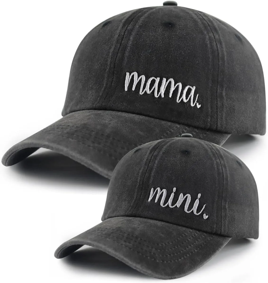Funny Embroidered Mama and Mini Hat for Mom Kid, Adjustable Matching Parent-Child Baseball Cap Set of 2