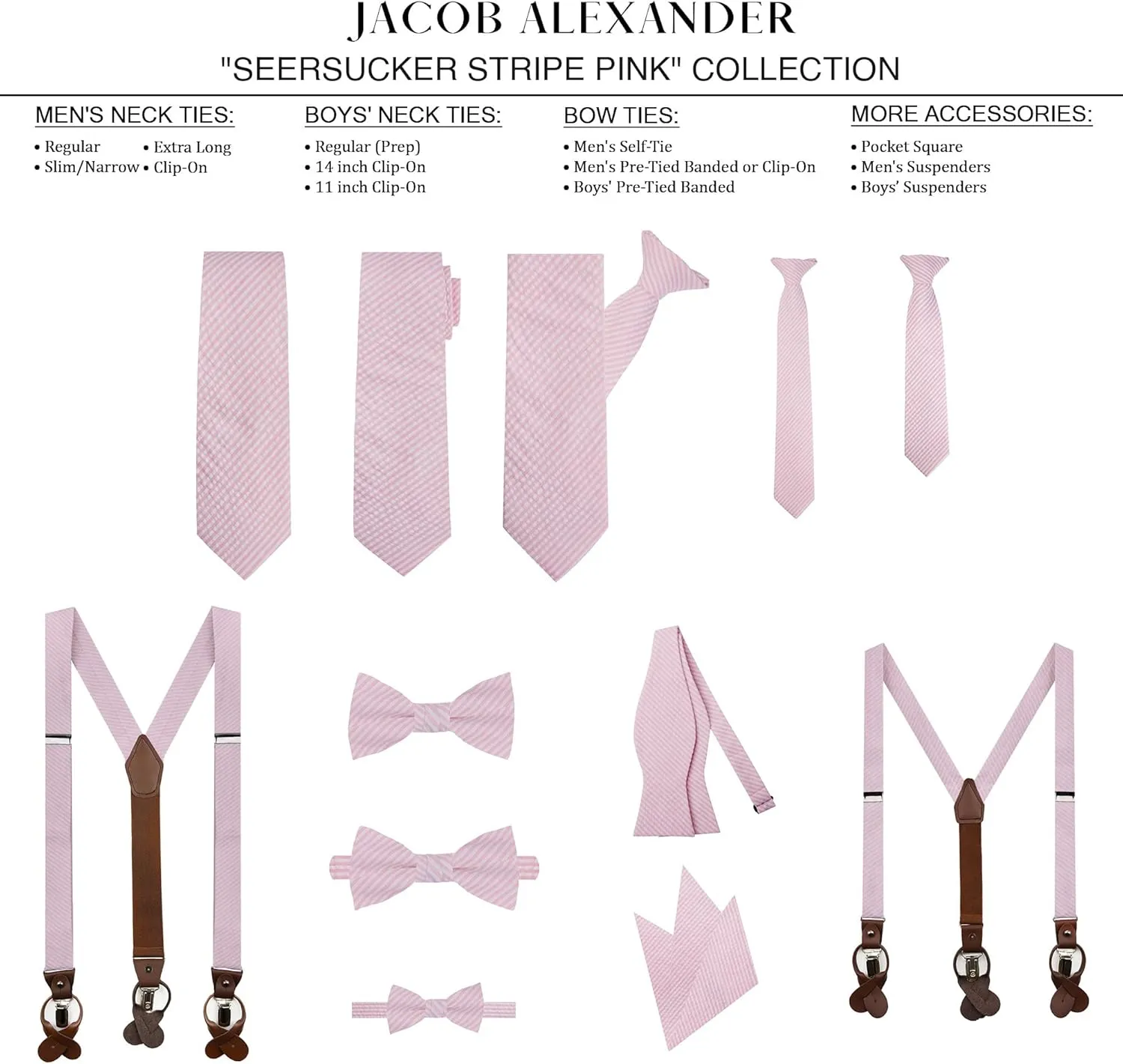 Jacob Alexander Men's Seersucker Striped Pattern Pre-tied Clip-On Bow Tie