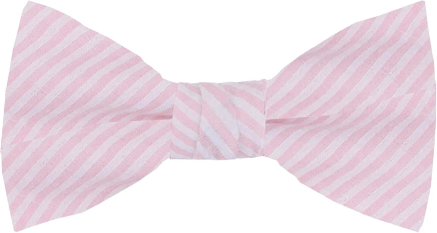 Jacob Alexander Men's Seersucker Striped Pattern Pre-tied Clip-On Bow Tie