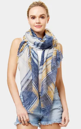 LOF1059 Striped Lurex Print Oblong Scarf