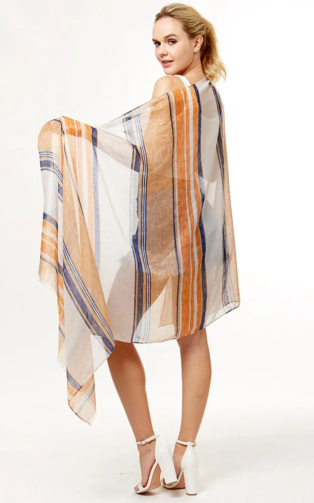 LOF1059 Striped Lurex Print Oblong Scarf