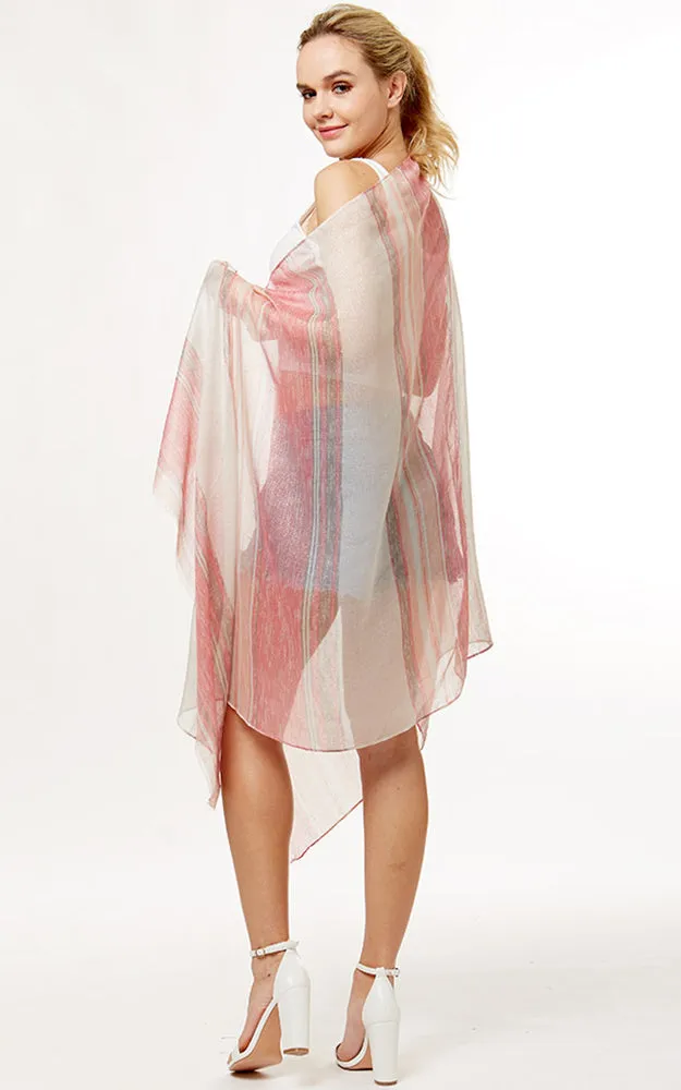 LOF1059 Striped Lurex Print Oblong Scarf