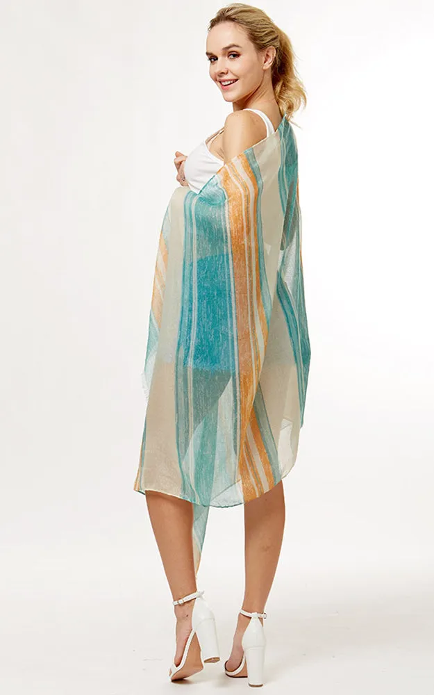 LOF1059 Striped Lurex Print Oblong Scarf