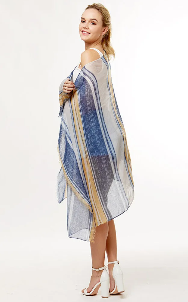 LOF1059 Striped Lurex Print Oblong Scarf