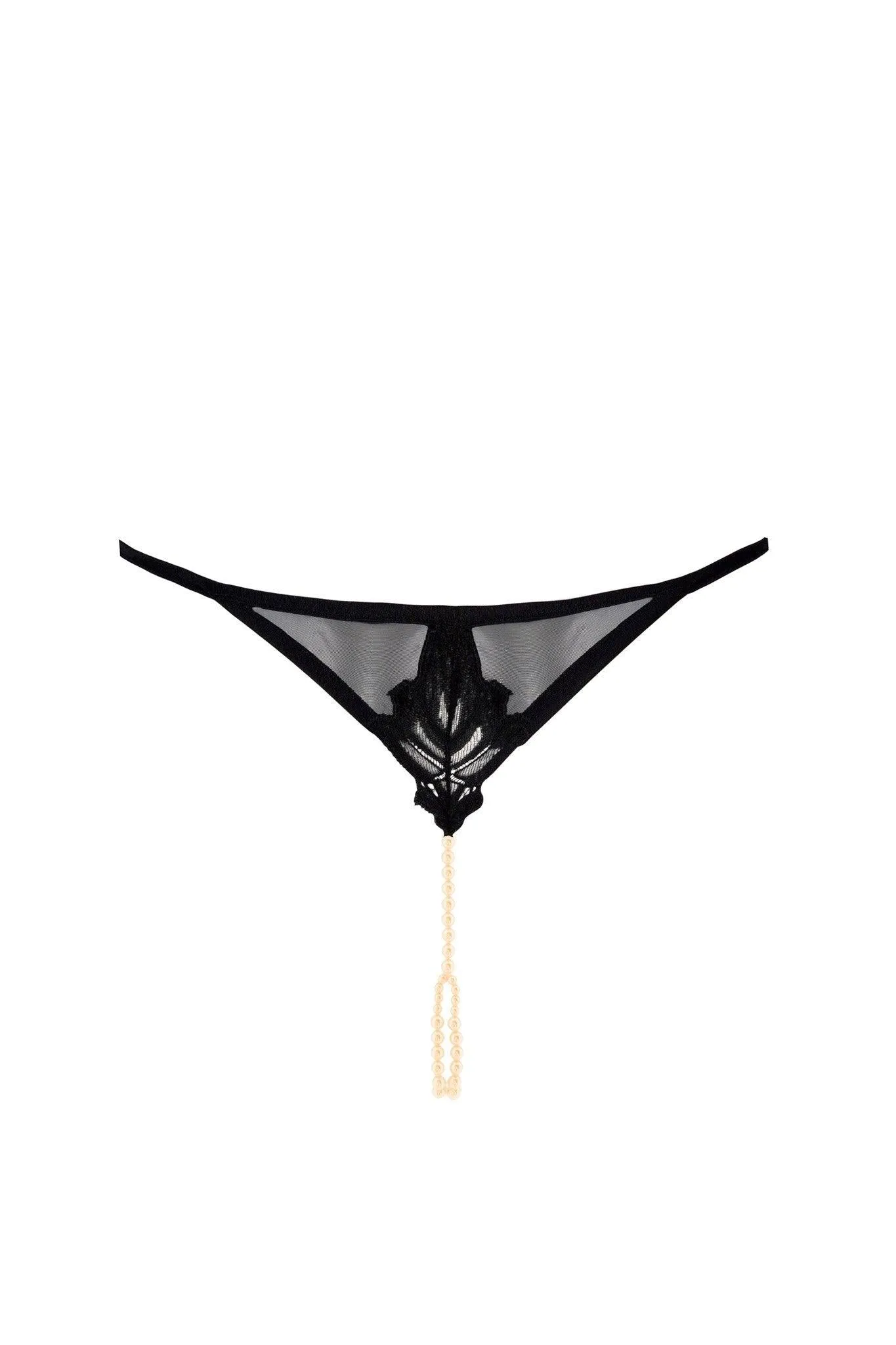 London Leavers Lace Pearl Thong G-String