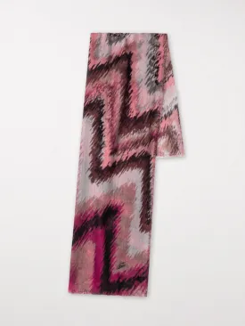 Luisa Cerano Pink Geometric Printed Wool Blend Scarf 868439 9209 4479