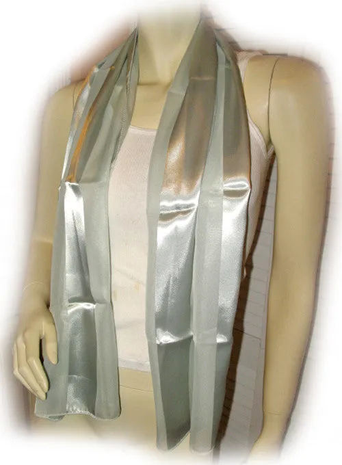 New Vintage Y2K 90s Scarf Scarves Wrap 53" x 14" Striped Gray Mint Green Preppy