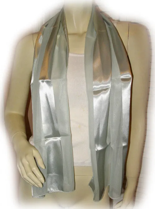 New Vintage Y2K 90s Scarf Scarves Wrap 53" x 14" Striped Gray Mint Green Preppy