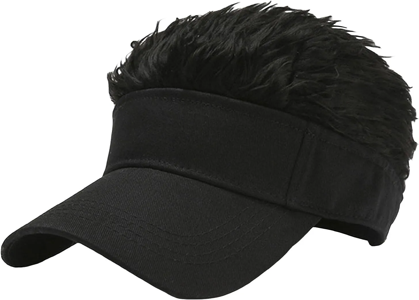 Novelty Sun Visor Cap Wig Peaked Adjustable Baseball Hat with Spiked Hair