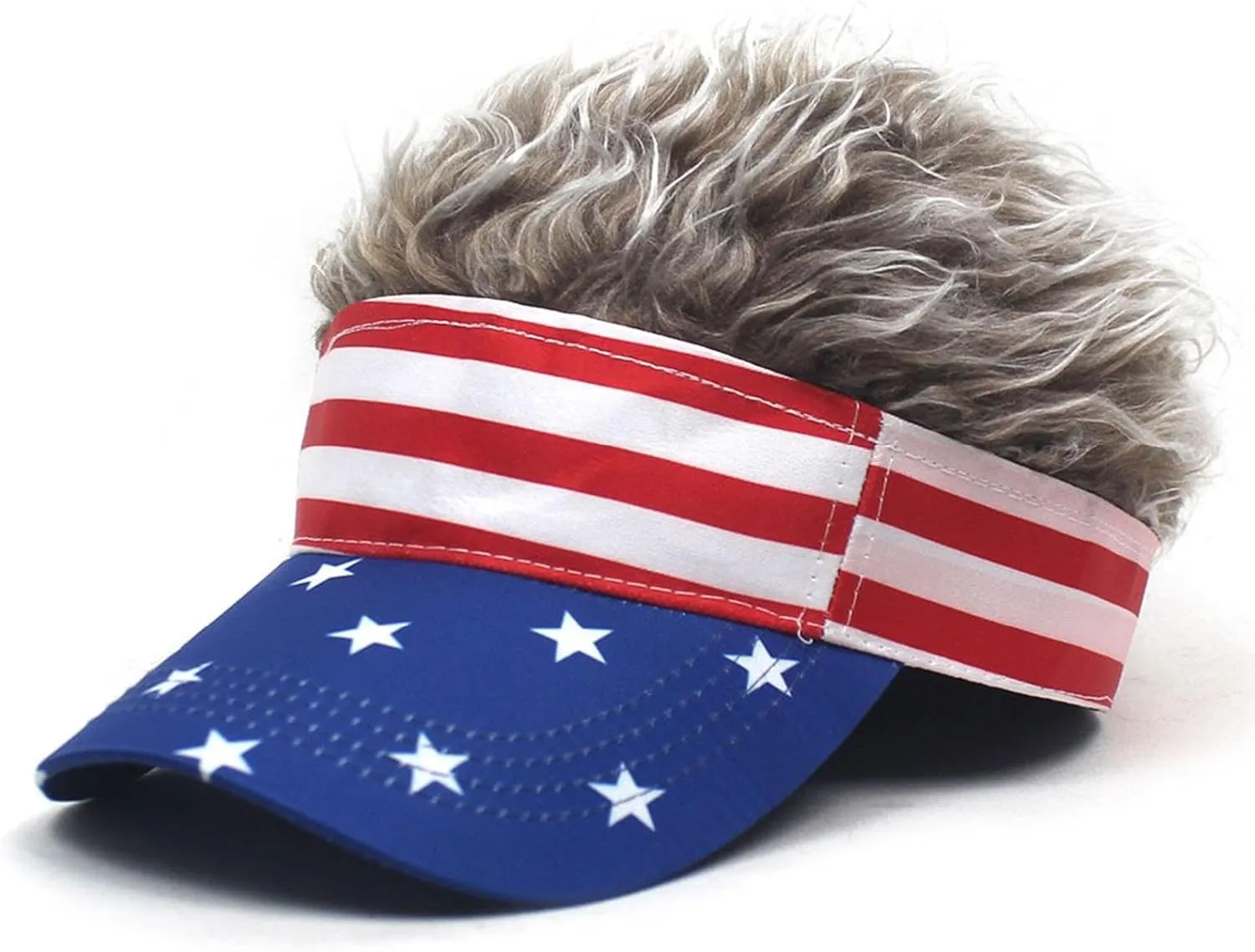 Novelty Sun Visor Cap Wig Peaked Adjustable Baseball Hat with Spiked Hair