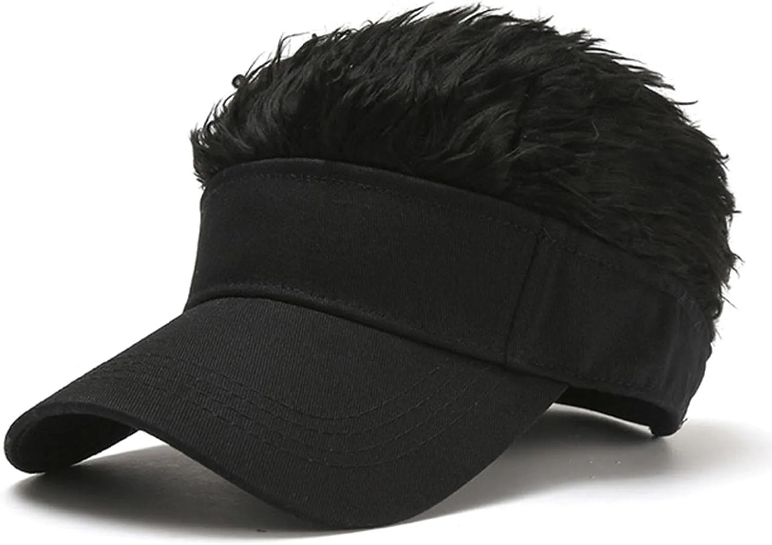 Novelty Sun Visor Cap Wig Peaked Adjustable Baseball Hat with Spiked Hair