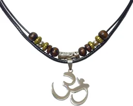 Om Ohm Sanskrit Symbol Yoga Charm Om Symbol Luminous Necklace Chakra Healing Energy Necklace Meditation Jewelry Stainless Steel ,Brass Pendant Necklace Wood Beaded with Adjustable Black Cord Mens Womens
