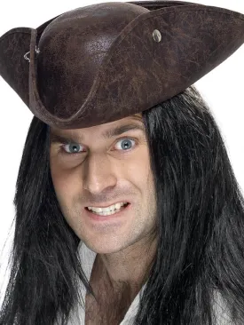 Pirate Leather Look Tricorn Hat