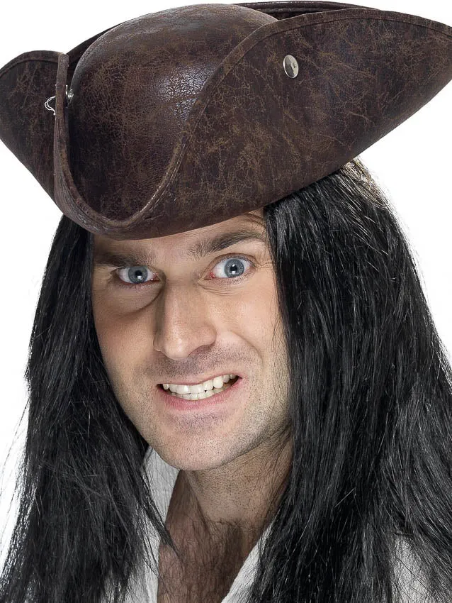 Pirate Leather Look Tricorn Hat
