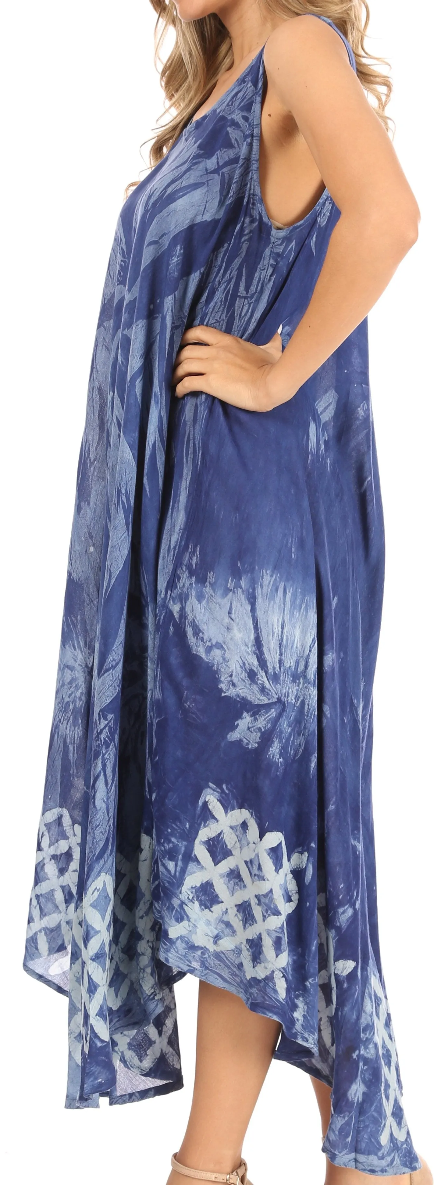 Sakkas Arema Women's Casual Summer Sleeveless Caftan Maxi Tent Dress Batik Loose