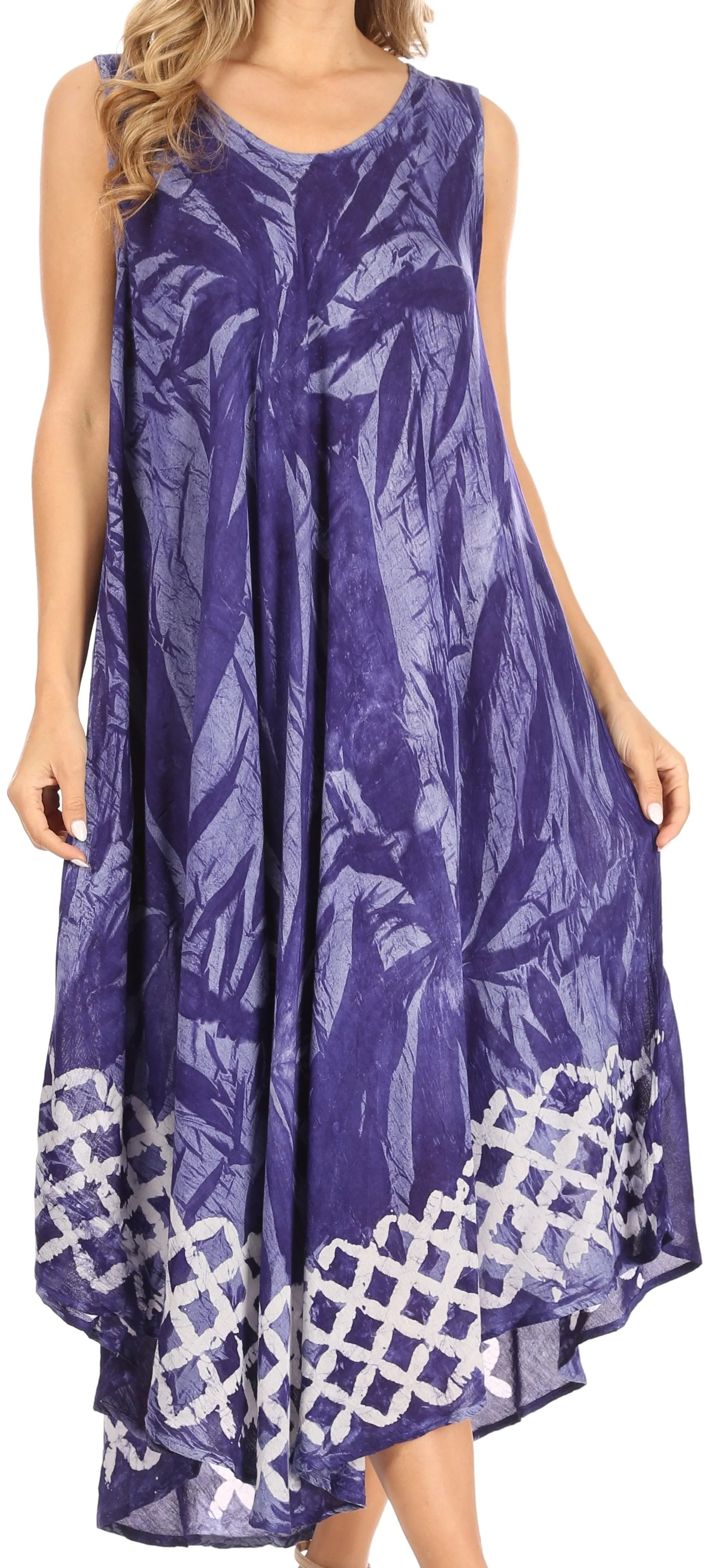 Sakkas Arema Women's Casual Summer Sleeveless Caftan Maxi Tent Dress Batik Loose