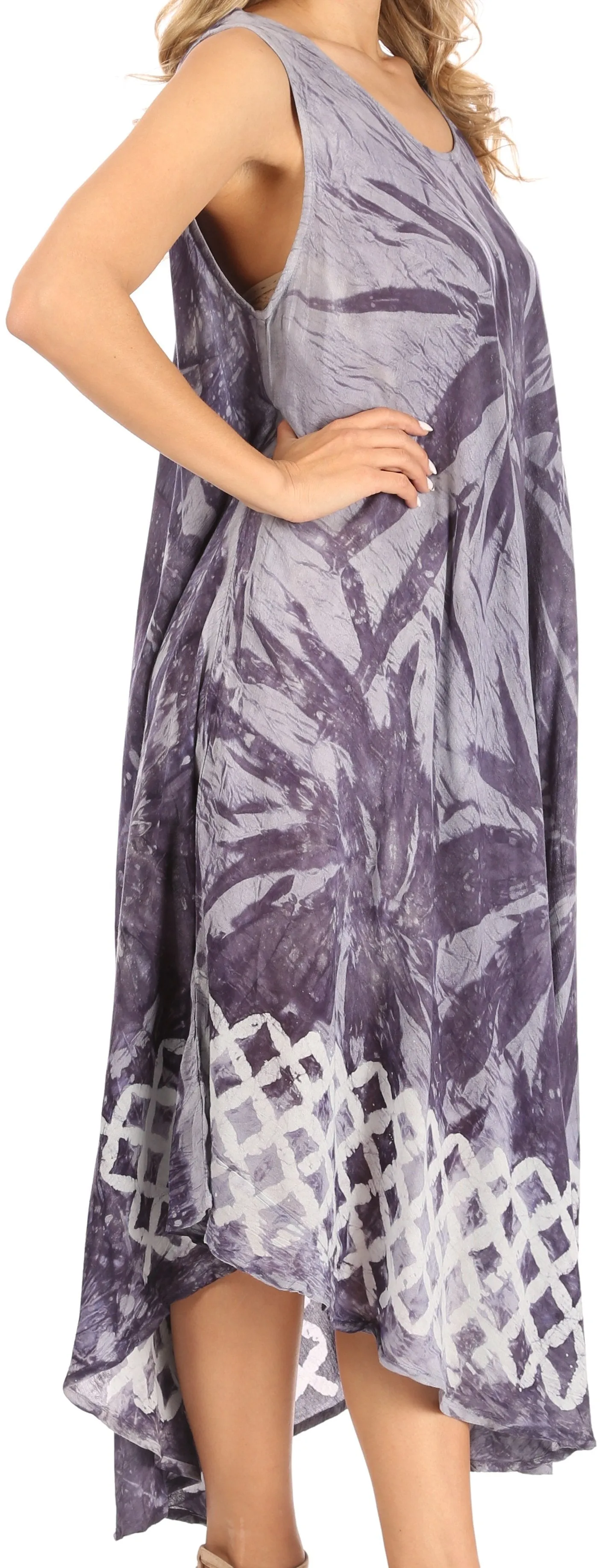 Sakkas Arema Women's Casual Summer Sleeveless Caftan Maxi Tent Dress Batik Loose