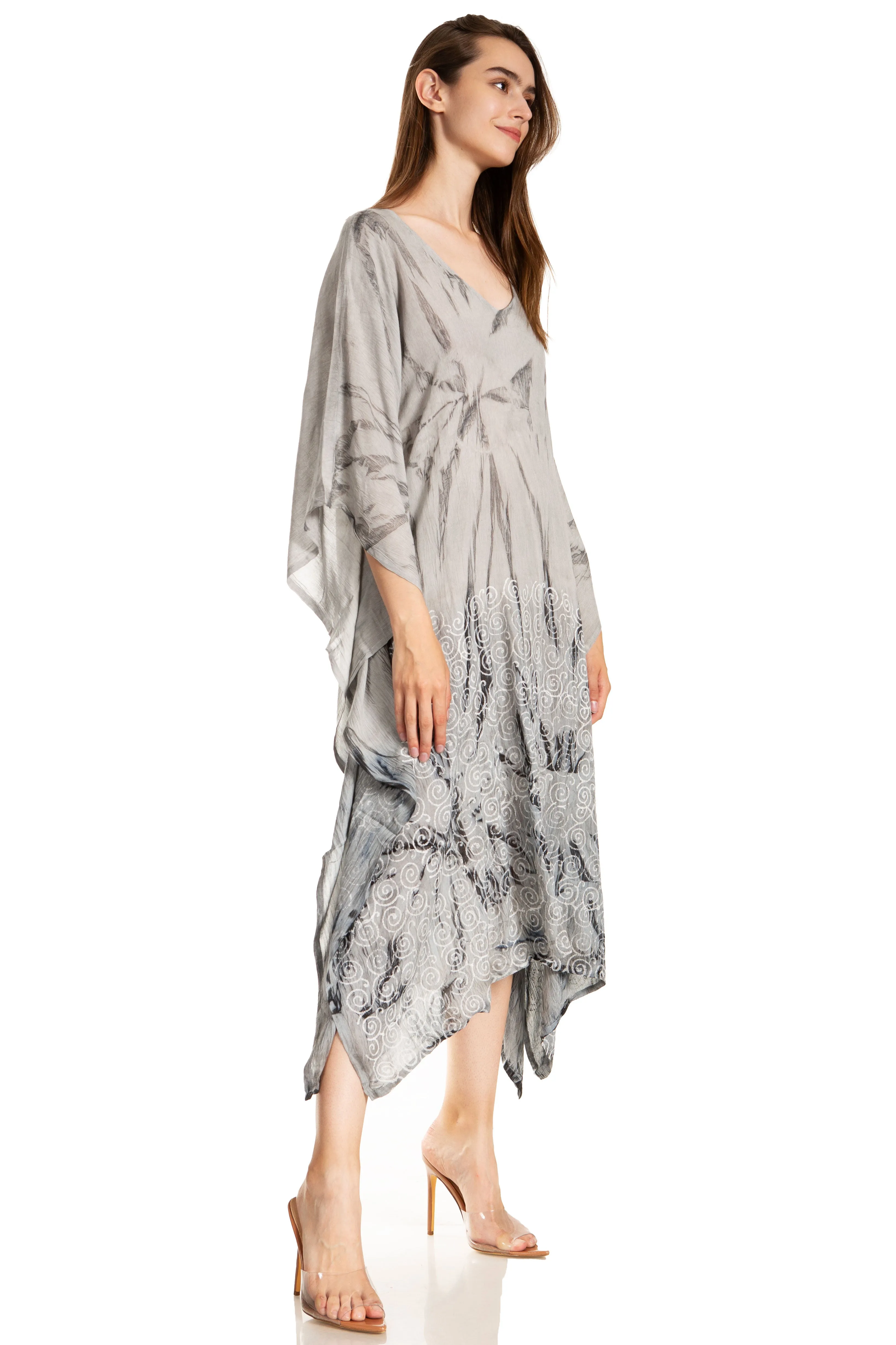 Sakkas Clementine Third Women's Tie Dye Caftan Dress/Cover Up Beach Kaftan Summer