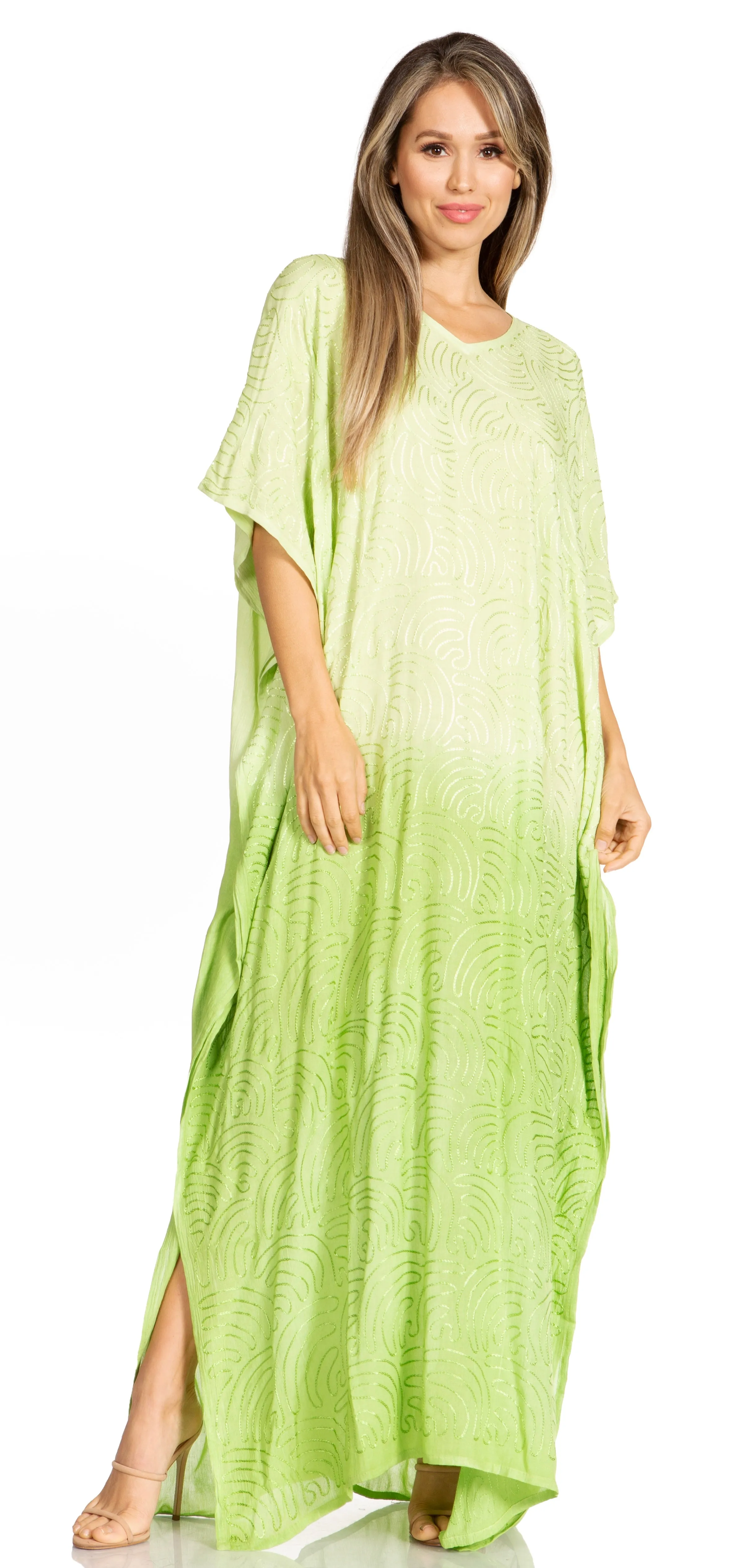 Sakkas Pilar Petite Women's Beach Maxi Caftan Dress in Short Sleeve Casual Style