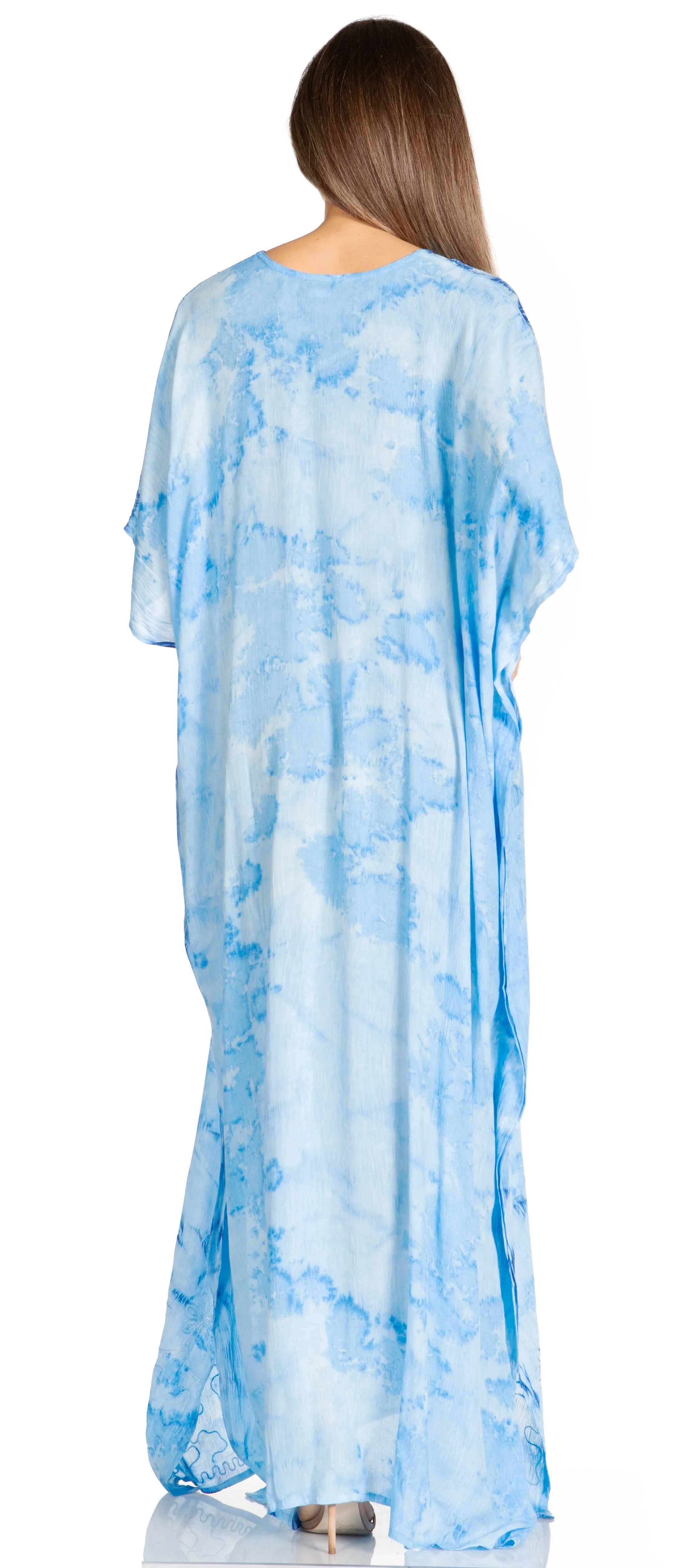 Sakkas Pilar Petite Women's Beach Maxi Caftan Dress in Short Sleeve Casual Style