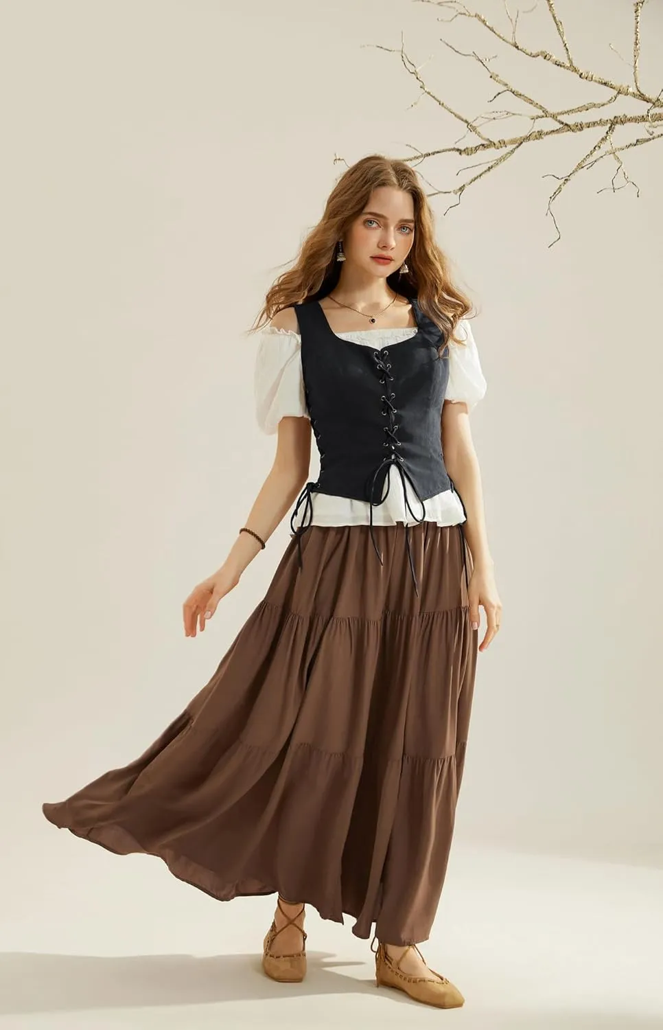 Scarlet Darkness Renaissance Vest for Women Lace Up Medieval Vest Pirate Costume