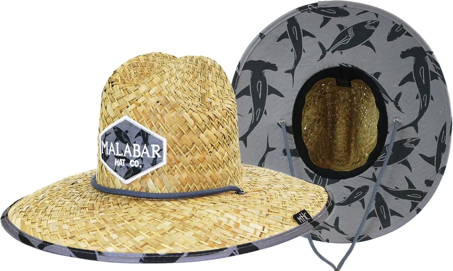 Sharks Fabric Pattern Print Straw Kids Girls Sunhat, Ages 3 , Lifeguard Hat, Beach, Swim, Cruise, Paddle Board, Boat, Fishing, Fits All, Malabar Hat
