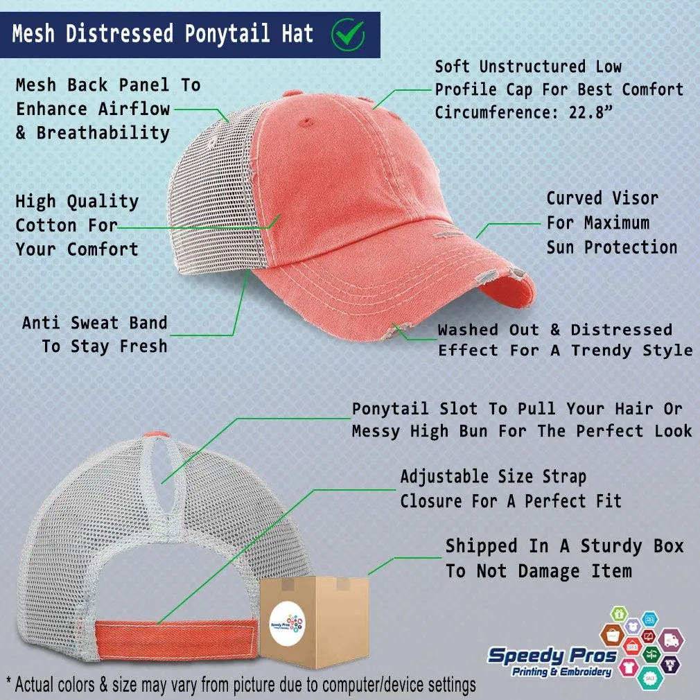 Speedy Pros Womens Ponytail Cap Fishing Hair Don't Care Embroidery Distressed Trucker Hats