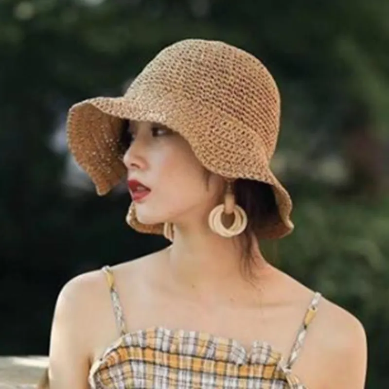 Sun Hat Wide Brim Floppy Summer Hats For Women Straw Dome Bucket Hat