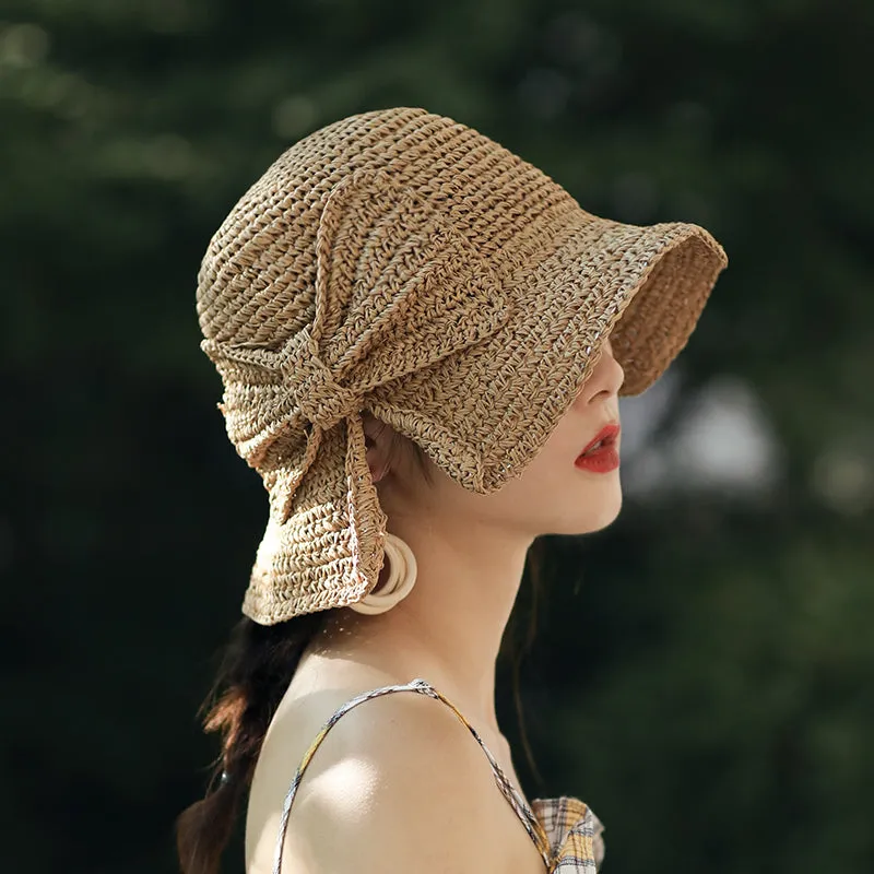 Sun Hat Wide Brim Floppy Summer Hats For Women Straw Dome Bucket Hat