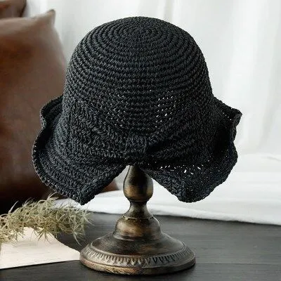 Sun Hat Wide Brim Floppy Summer Hats For Women Straw Dome Bucket Hat