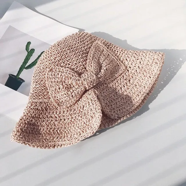 Sun Hat Wide Brim Floppy Summer Hats For Women Straw Dome Bucket Hat